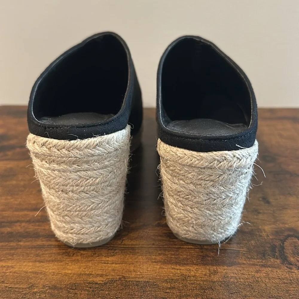 Black Faux Suede wedges